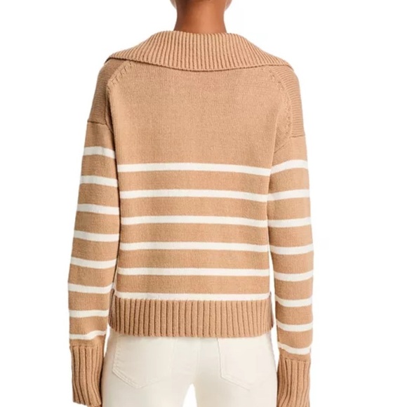 NWT Veronica Beard Jovie Pullover Sweater Women M Striped Cotton Khaki Ivory - Picture 15 of 16